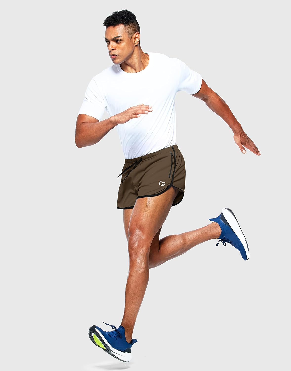 Men's 3-Inch Running Shorts with Zippered Pockets for Gym Use