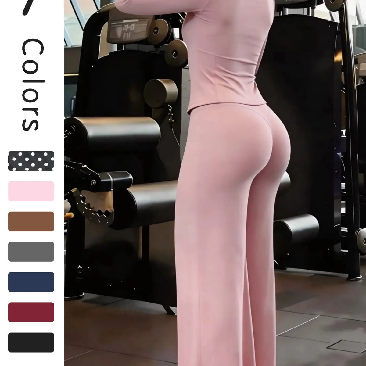 Nude Solid Color Shaping Yoga Set with Stand Collar and Zipper, High Elastic Activewear, High Waist Wide Leg Pants, Quick Dry Women's Workout Ensemble