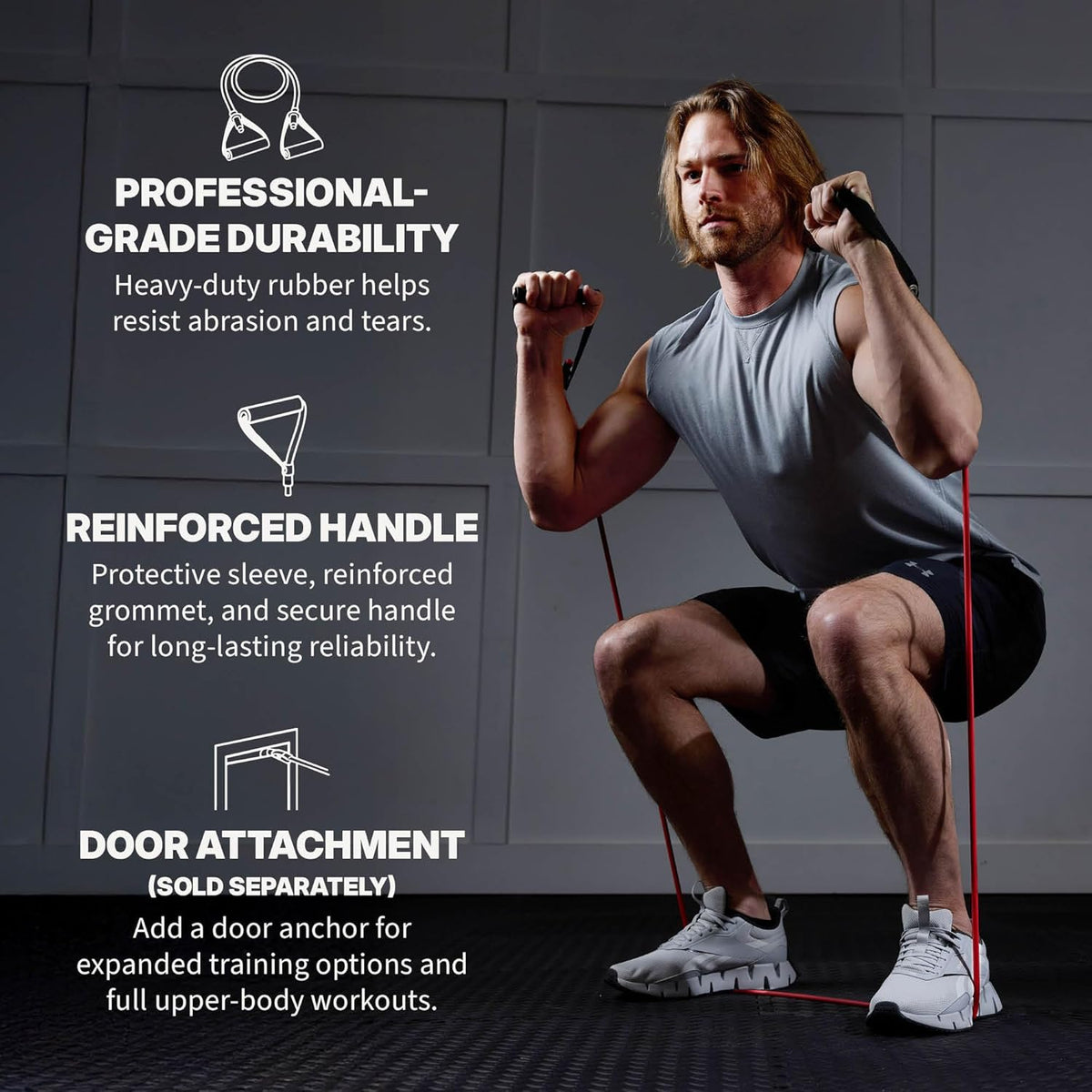 Xertube Resistance Bands with Handles - Individual Exercise Cords Available Separately, Includes Home Gym Workout Fitness Door Anchor Attachment Option