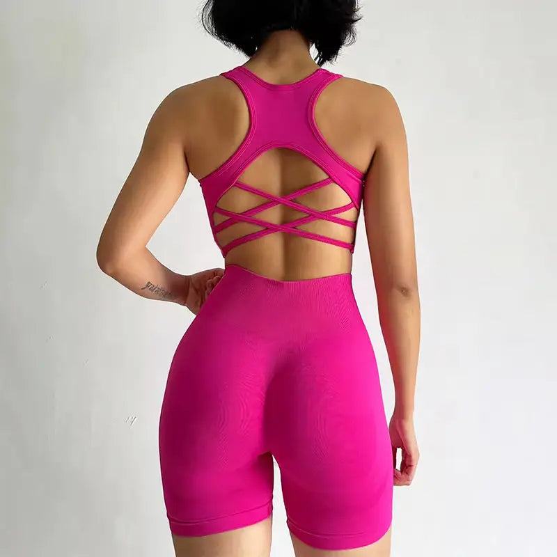 Women's 2-Piece High-Stretch Seamless Yoga Set - Quick-Dry Sports Bra and Shorts for Activewear and Fitness Activities