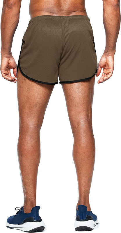 Men's 3-Inch Running Shorts with Zippered Pockets for Gym Use