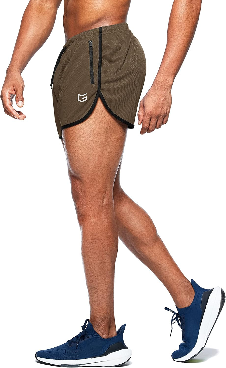 Men's 3-Inch Running Shorts with Zippered Pockets for Gym Use