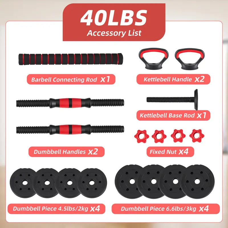 Adjustable 5-In-1 Dumbbell Set (20/40/60 Lbs) - Versatile Home Gym Equipment for Muscle Development, Squats, and Strength Training
