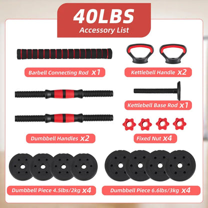 Adjustable 5-In-1 Dumbbell Set (20/40/60 Lbs) - Versatile Home Gym Equipment for Muscle Development, Squats, and Strength Training