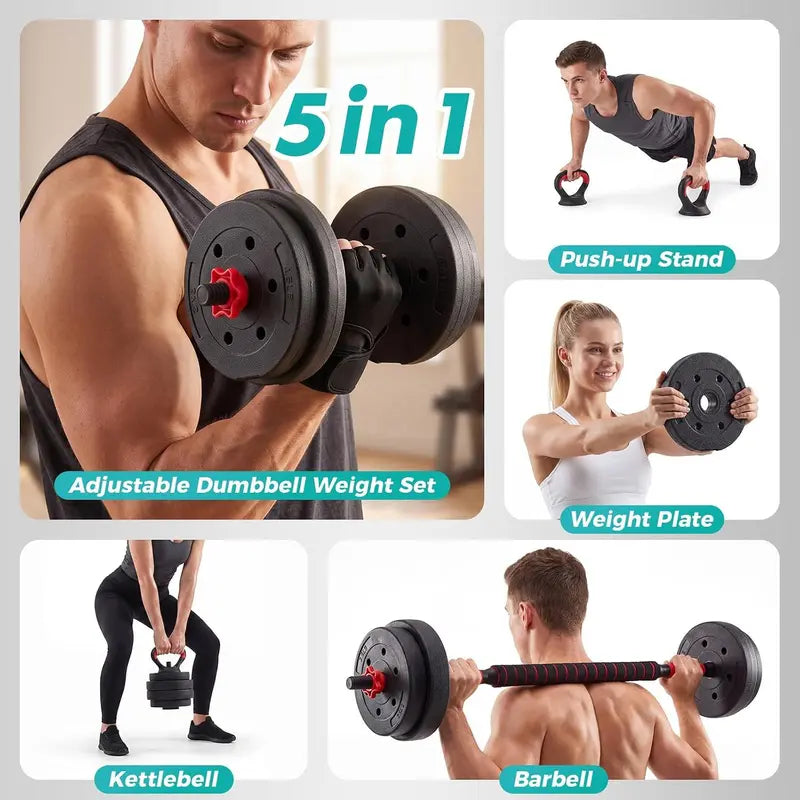 Adjustable 5-In-1 Dumbbell Set (20/40/60 Lbs) - Versatile Home Gym Equipment for Muscle Development, Squats, and Strength Training