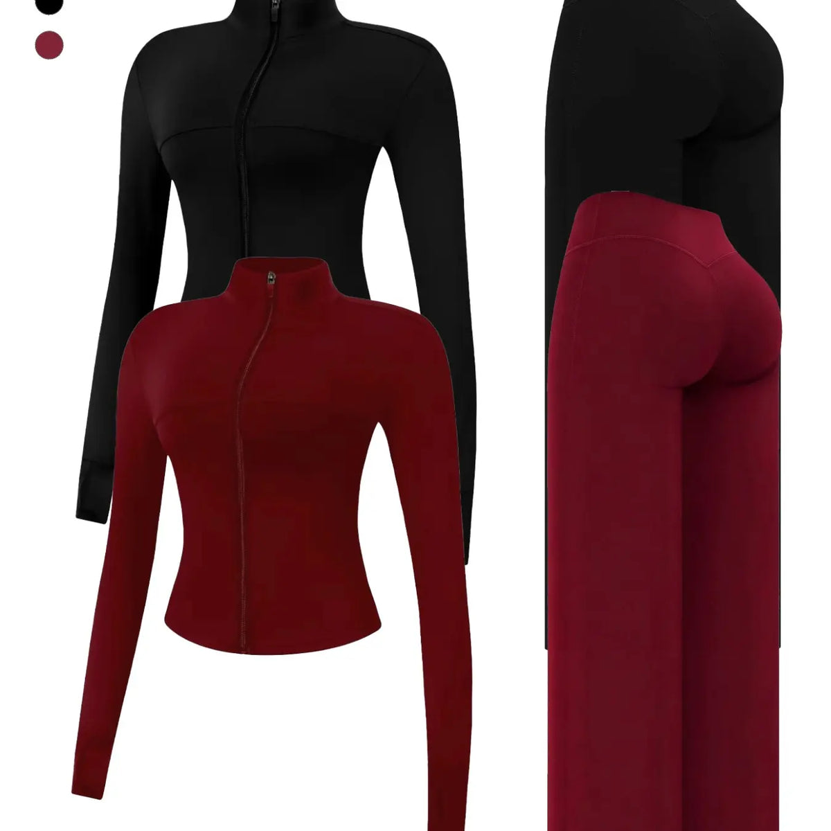 Nude Solid Color Shaping Yoga Set with Stand Collar and Zipper, High Elastic Activewear, High Waist Wide Leg Pants, Quick Dry Women's Workout Ensemble