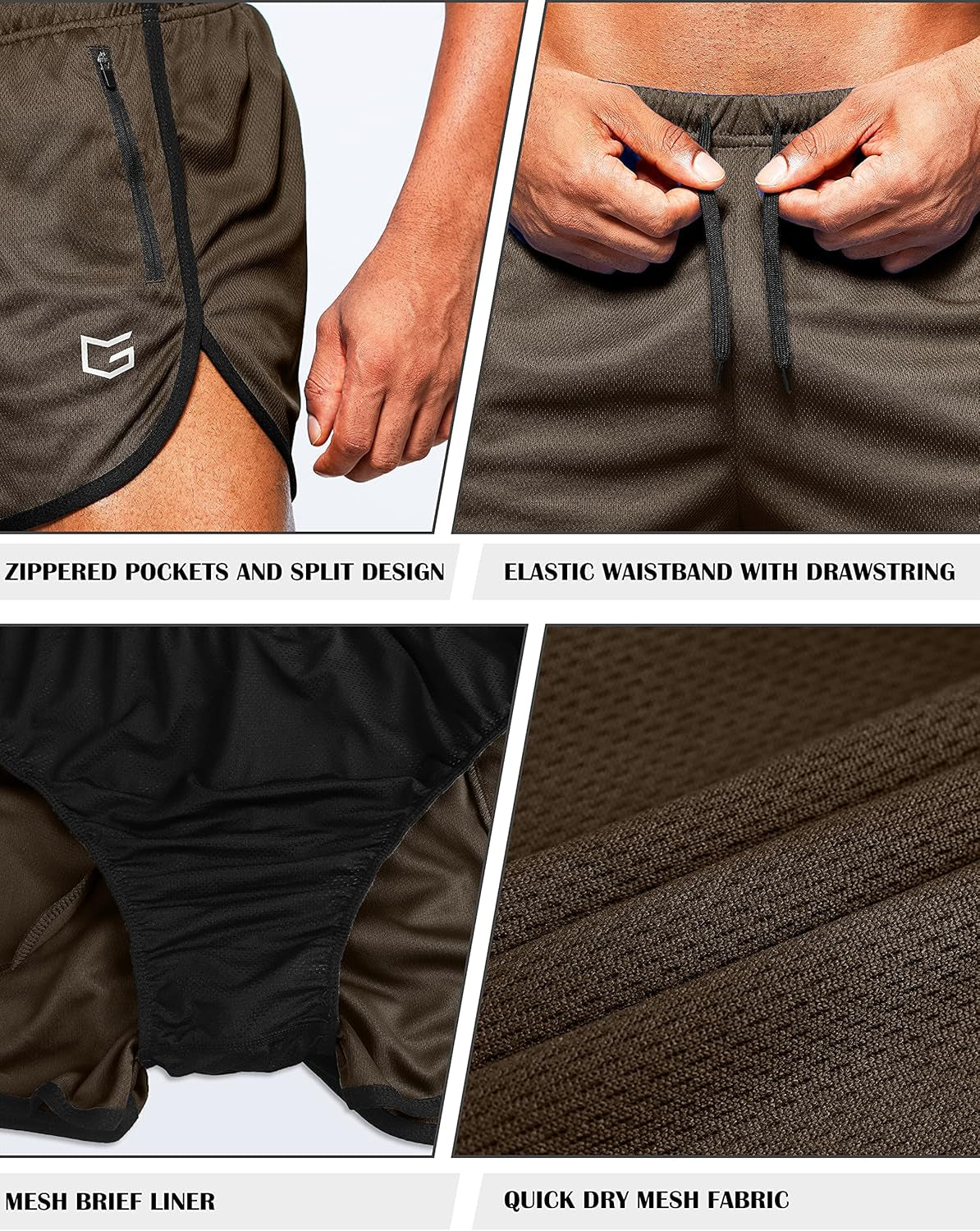Men's 3-Inch Running Shorts with Zippered Pockets for Gym Use